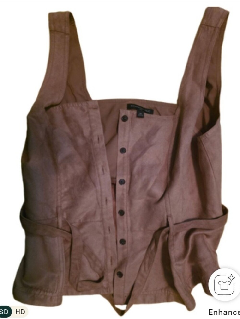 Banana republic size 10 faux suede 100% polyester vest top with button front tie